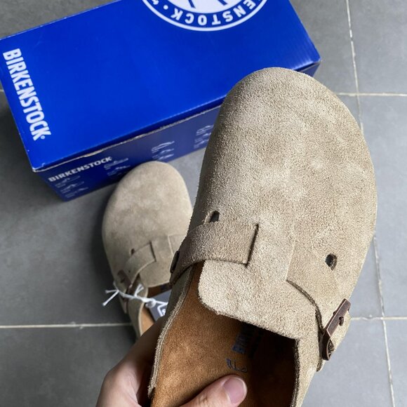 New Birkenstock Sandals Boston taupe suede mule clogs womens Slipper - Picture 3 of 8